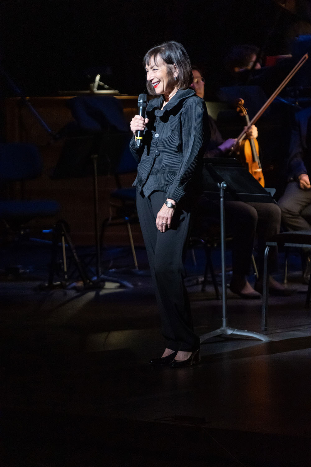 General Director and CEO Deborah Sandler Kemper giving a curtain speech before the show in the Muriel Kauffman Theatre, photo by Don Ipock