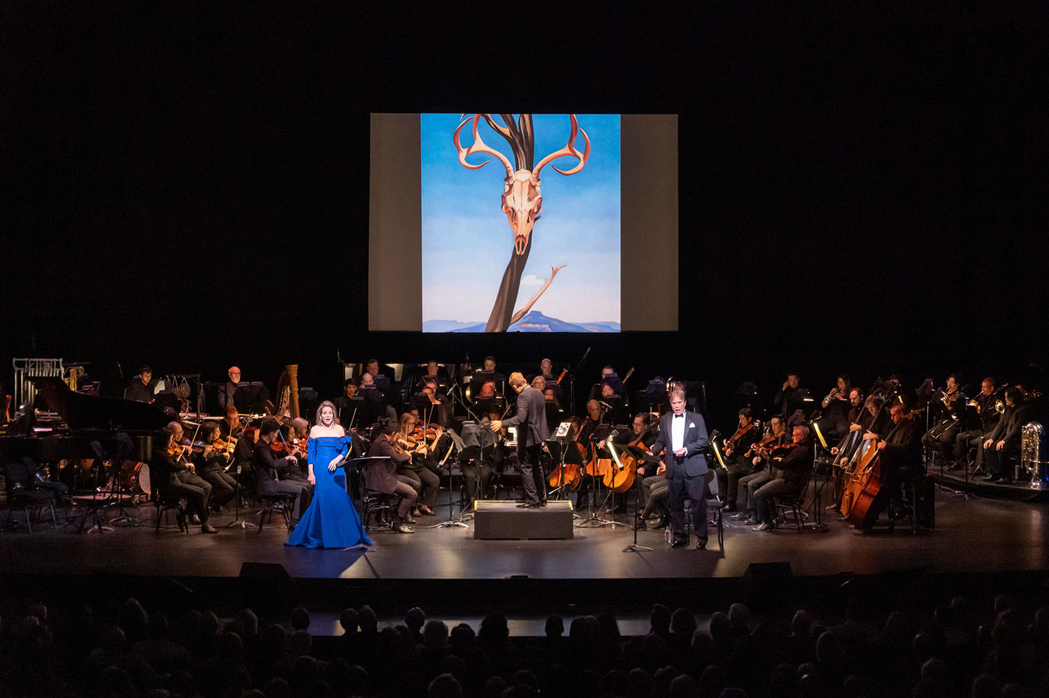 Renée Fleming and Rod Gilfry with the Kansas City Symphony during The Brightness of Light, photo by Don Ipock
