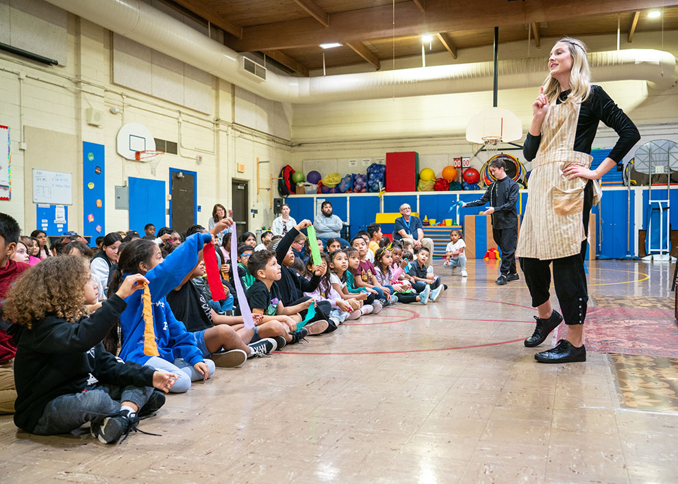 Young Artist Madeline Friessen in a school performance of The Haberdasher Prince, photo by Andrew Schwartz