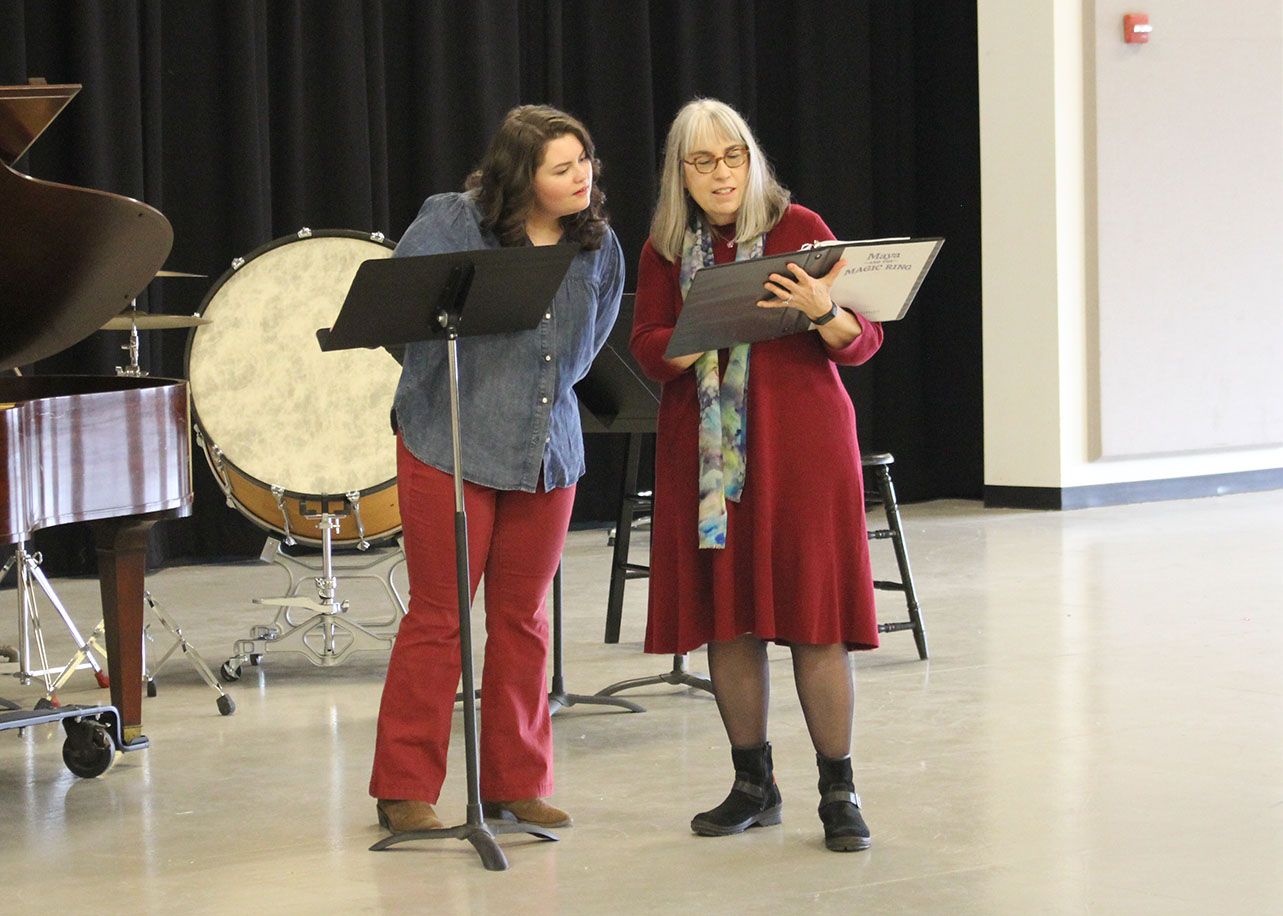 Resident Artist Soprano Bethany Jelinek working with composer Lori Laitman during a masterclass
