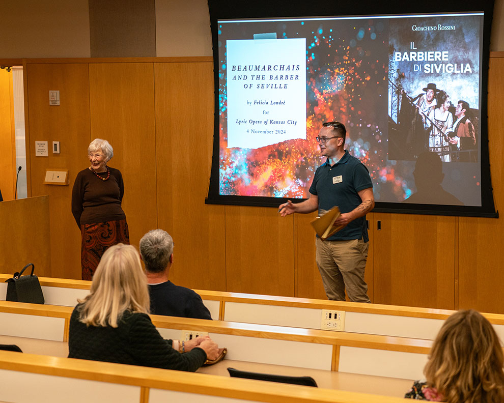 Dr. Felicia Londré and Director of Learning Dr. Neal Long at Opera Dives Deep, photo by Andrew Schwartz