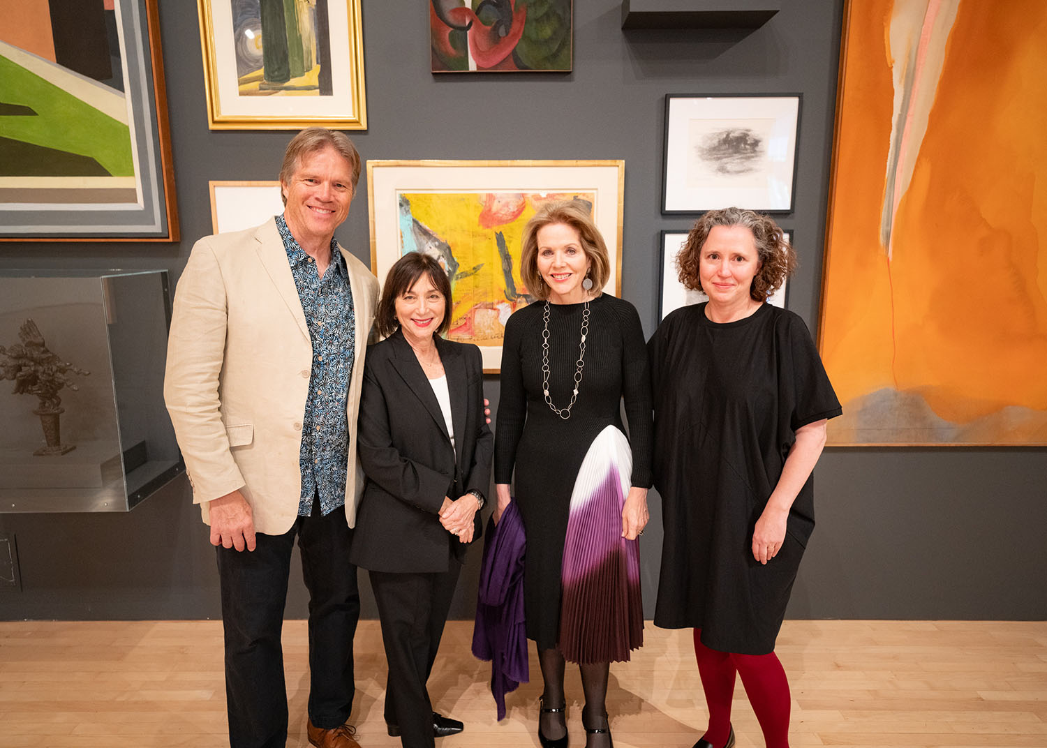 Baritone Rod Gilfry, Lyric Opera General Director and CEO Deborah Sandler Kemper, Soprano Renée Fleming, and Kemper Museum Executive Director Jessica May at Music and Mind, photo by Andrew Schwartz