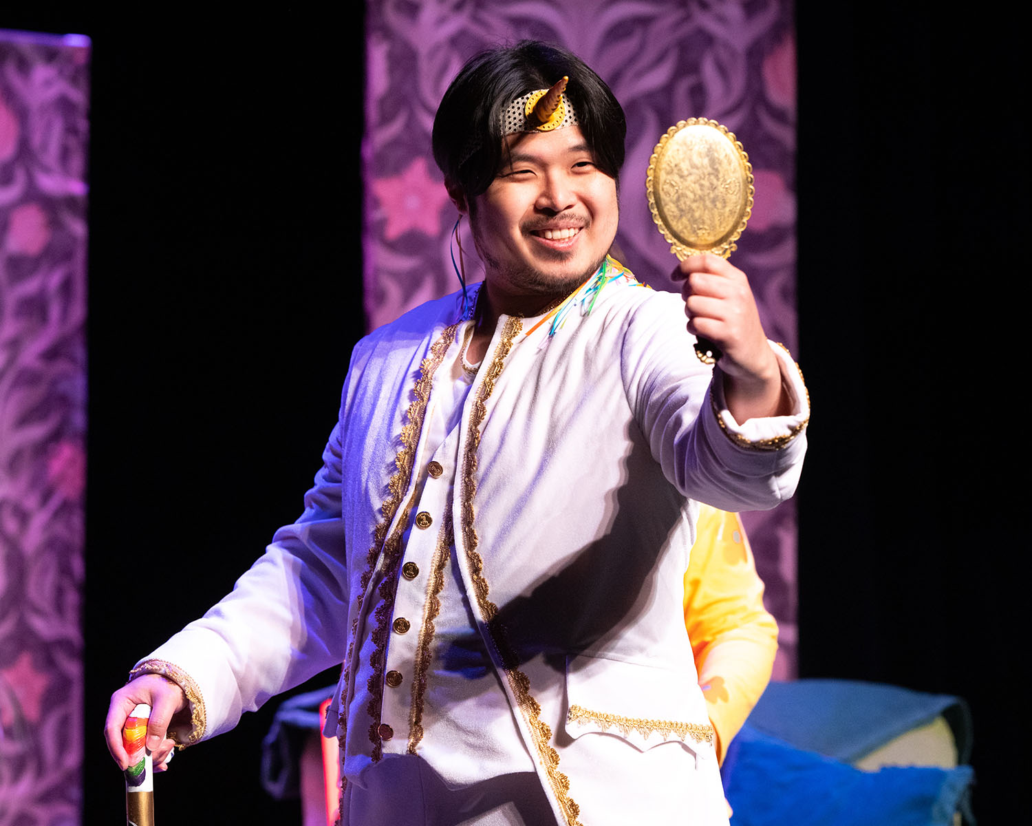 Resident Artist Daniel J. Lee during Maya and the Magic Ring, photo by Andrew Schwartz