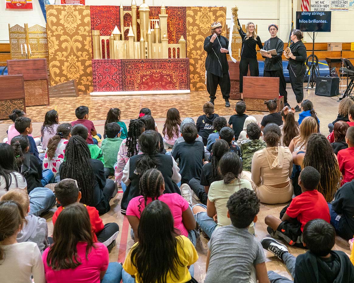 Lyric Opera Artists at a school performance of The Haberdasher Prince, photo by Andrew Schwartz
