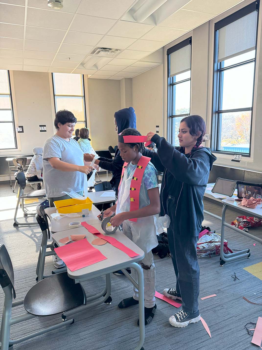 Students working on costumes