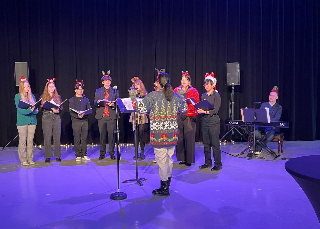The choir from Lincoln College Preparatory Academy performing at the Latinx Artists Market