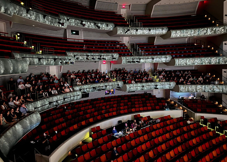 Students waiting for the Student Dress Rehearsal to start at the Kauffman Center