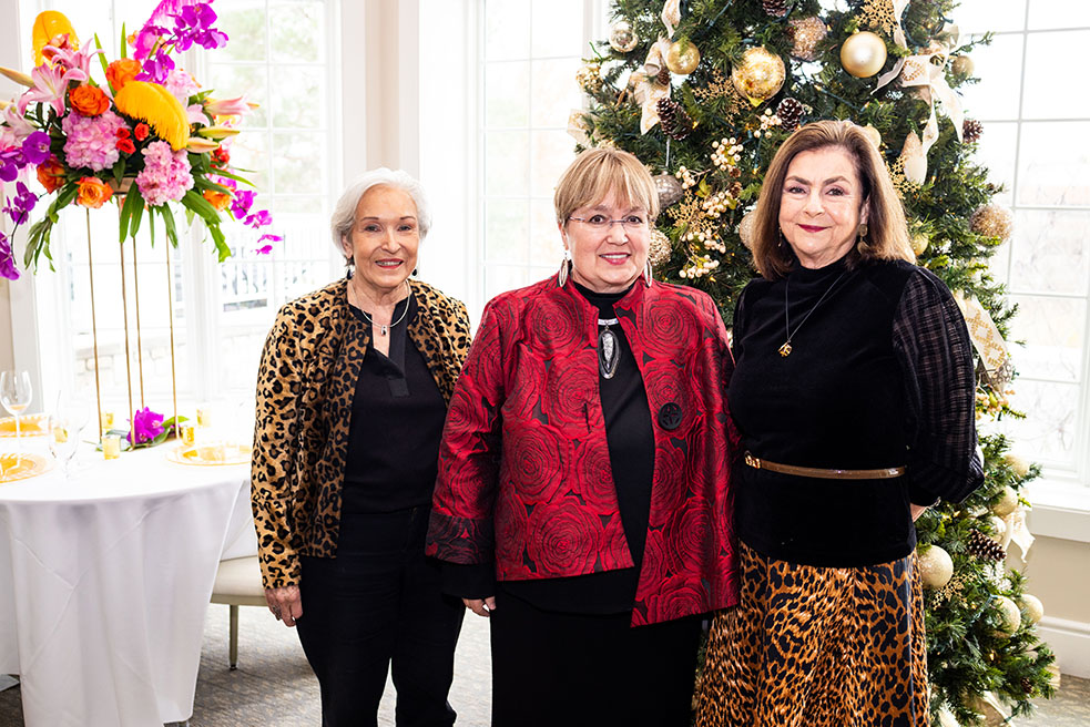 Dorie Sheppard, Olga Ganzen, and Regina Kort at the 2025 Winter Luncheon, photo by David Riffel Photography