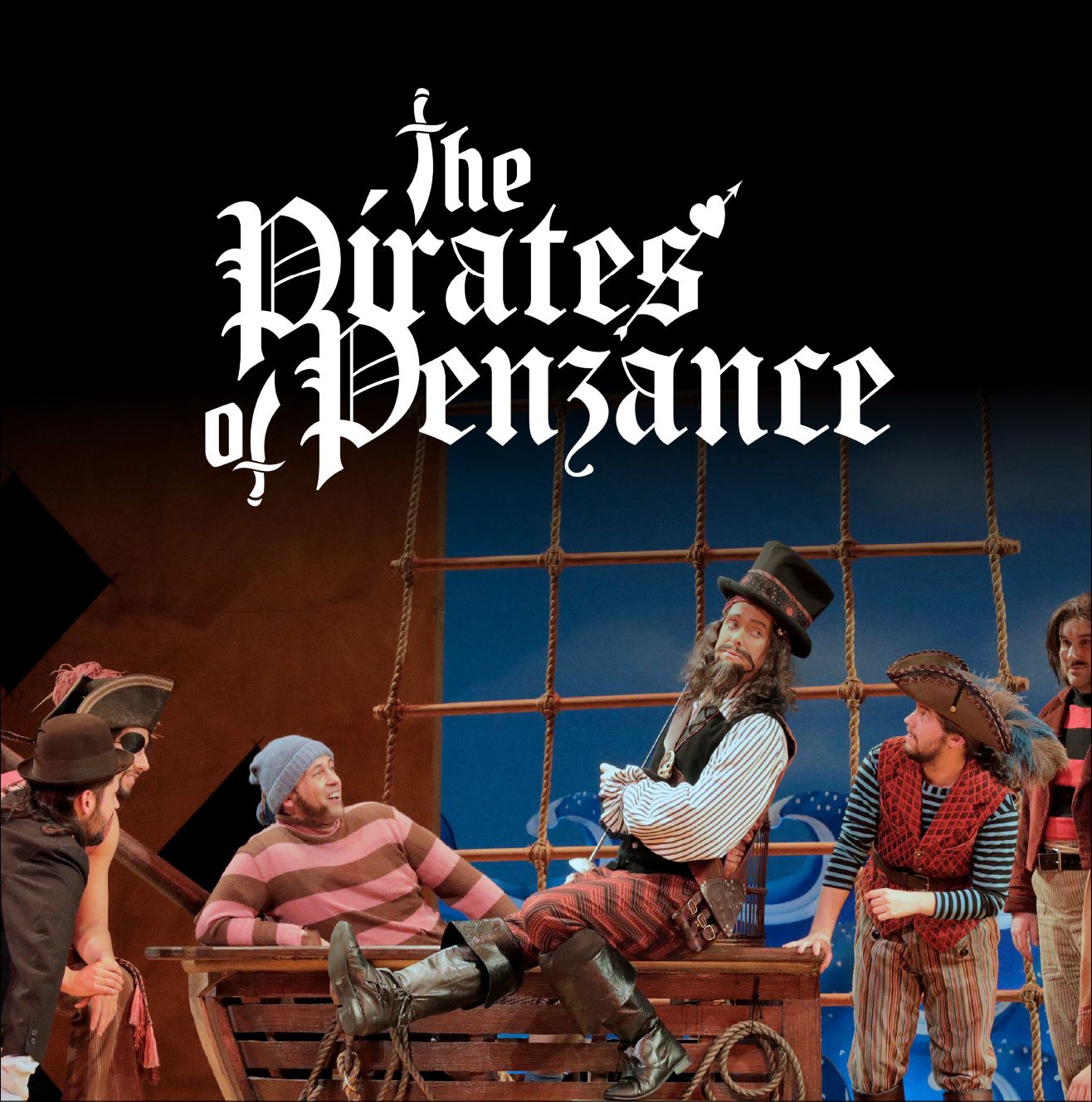 Pirates surround the Pirate King as the crew schemes on their ship.